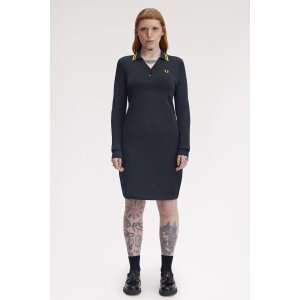 FRED PERRY Strukturiertes Polokleid aus Strick in Metallic-Optik navy