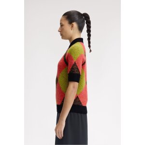 FRED PERRY AMY WINEHOUSE Brushed Argyle Knitted Shirt Flamingo Tan