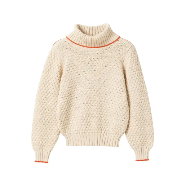 MADEMOISELLE YéYe Strickpullover Mit XL Kragen Aus Bio- Baumwolle beig