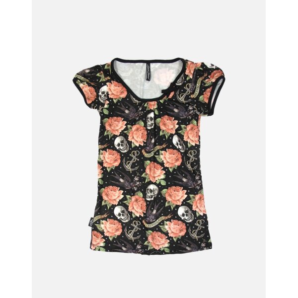 LIQUOR BRAND Girl Shirt Rose Tattoo black