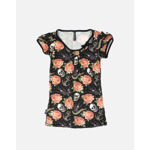 LIQUOR BRAND Girl Shirt Rose Tattoo black