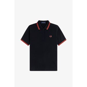FRED PERRY Twin Tipped Girl Polo black/ flamingo tan