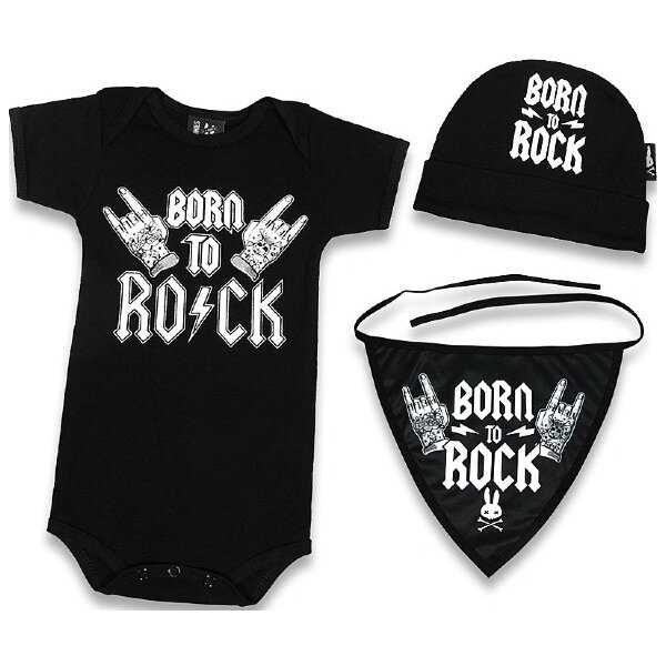 SIX BUNNIES Baby Geschenkset Born To Rock black