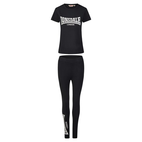 LONSDALE Juniper T-Shirt & Leggings Set black/ white
