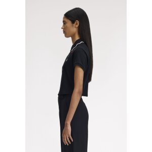 FRED PERRY AMY WINEHOUSE Scalloped Trim Polo Shirt black