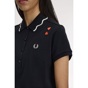FRED PERRY AMY WINEHOUSE Scalloped Trim Polo Shirt black
