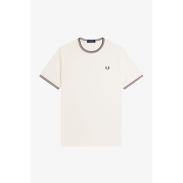 FRED PERRY T-Shirt mit Doppelstreifen ecru/ oxblood/ grassroots
