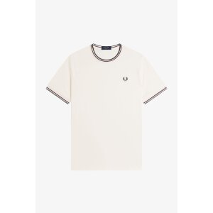 FRED PERRY T-Shirt mit Doppelstreifen ecru/ oxblood/...