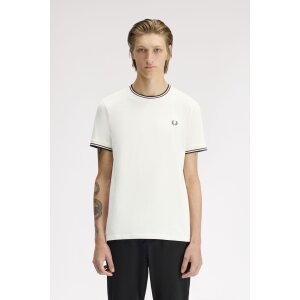 FRED PERRY T-Shirt mit Doppelstreifen ecru/ oxblood/...