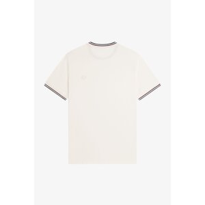 FRED PERRY T-Shirt mit Doppelstreifen ecru/ oxblood/ grassroots