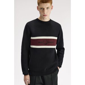 FRED PERRY Pullover mit Panel und Stickerei black