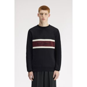 FRED PERRY Pullover mit Panel und Stickerei black