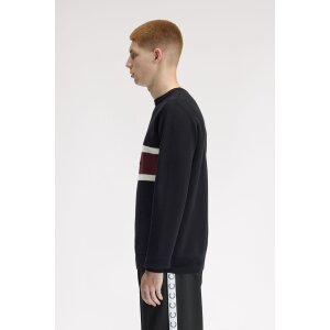 FRED PERRY Pullover mit Panel und Stickerei black