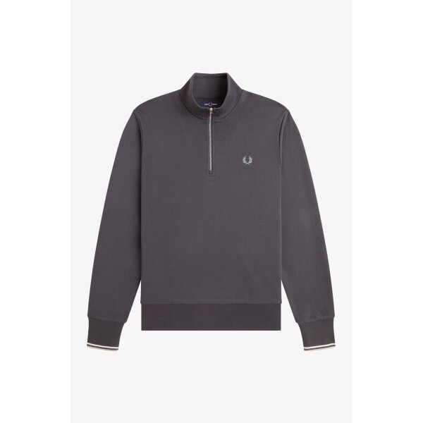 FRED PERRY Sweatshirt mit halblangem Reißverschluss anchor grey/ ecru/ seagrass