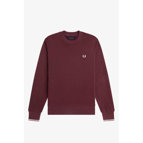 FRED PERRY Sweatshirt mit Rundhalsausschnitt oxblood/ ecru