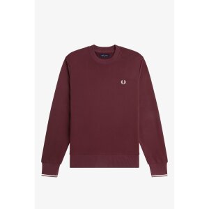 FRED PERRY Sweatshirt mit Rundhalsausschnitt oxblood/ ecru