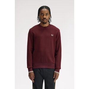 FRED PERRY Sweatshirt mit Rundhalsausschnitt oxblood/ ecru