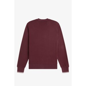 FRED PERRY Sweatshirt mit Rundhalsausschnitt oxblood/ ecru