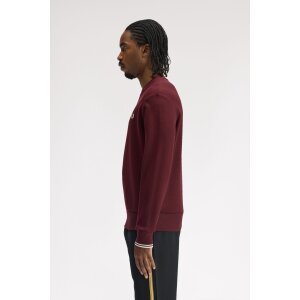 FRED PERRY Sweatshirt mit Rundhalsausschnitt oxblood/ ecru