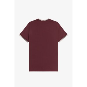 FRED PERRY T-Shirt mit Doppelstreifen oxblood/ ecru