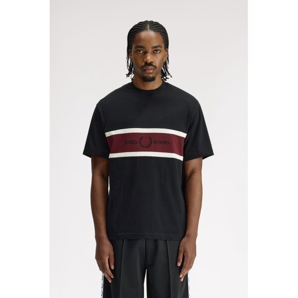 FRED PERRY Embroidered Panel T-Shirt black
