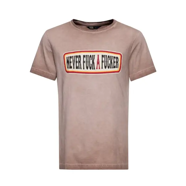 KING KEROSIN T-Shirt Never Fuck A Fucker brown