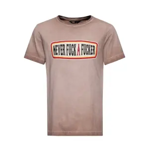 KING KEROSIN T-Shirt Never Fuck A Fucker brown