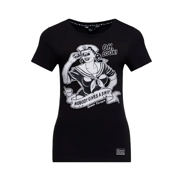 QUEEN KEROSIN T- Shirt Nobody Gives a Shit black