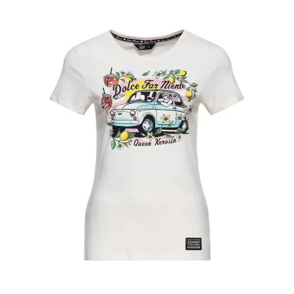 QUEEN KEROSIN T- Shirt Dolce Far Niente offwhite