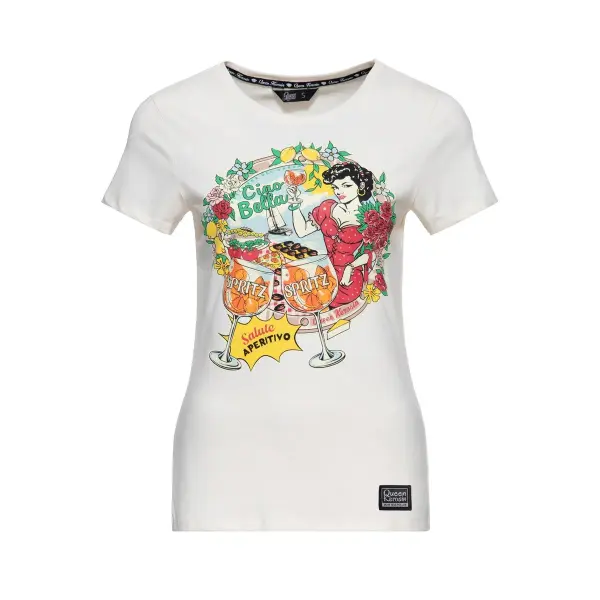 QUEEN KEROSIN T- Shirt Ciao Bella offwhite