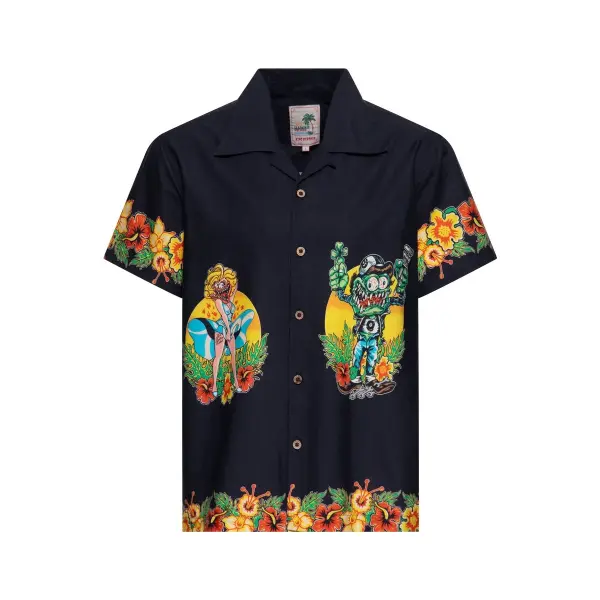 KING KEROSIN Hawaiihemd Lucky Monster black