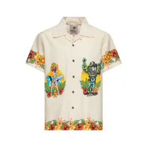 KING KEROSIN Hawaiihemd Lucky Monster offwhite