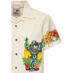 KING KEROSIN Hawaiihemd Lucky Monster offwhite