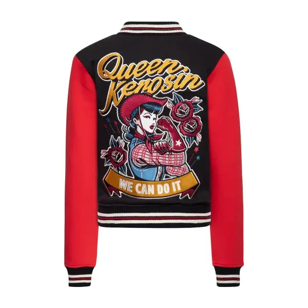 QUEEN KEROSIN College Jacke We Can Do schwarz