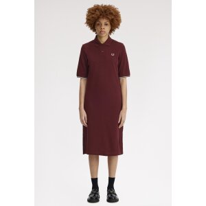 FRED PERRY Sheer Tipped Polo Dress oxblood