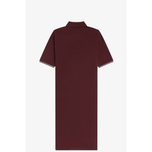 FRED PERRY Sheer Tipped Polo Dress oxblood
