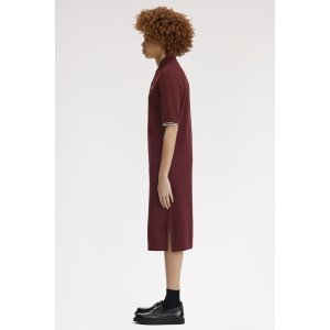 FRED PERRY Sheer Tipped Polo Dress oxblood