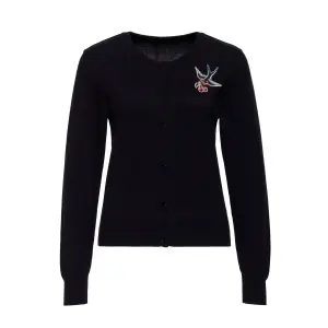 QUEEN KEROSIN Cardigan Swallow and Cherry black