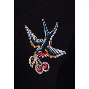 QUEEN KEROSIN Cardigan Swallow and Cherry black