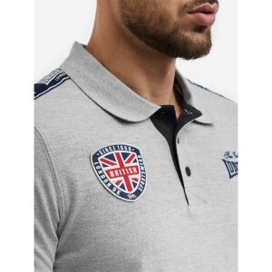LONSDALE Polo Shirt Pelton marl grey/ dark navy/ ecru