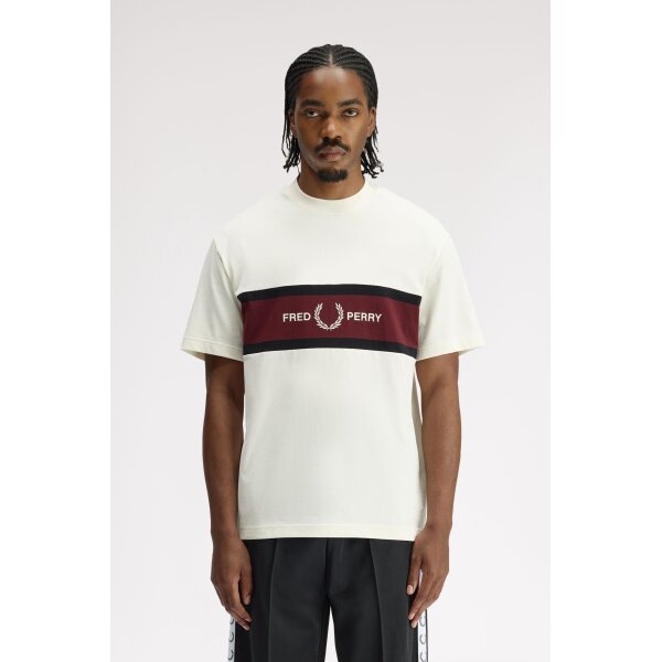 FRED PERRY Embroidered Panel T-Shirt ecru