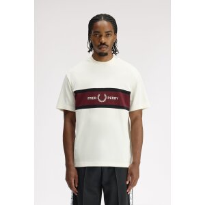FRED PERRY T-Shirt Besticktes T-Shirt mit Panel ecru