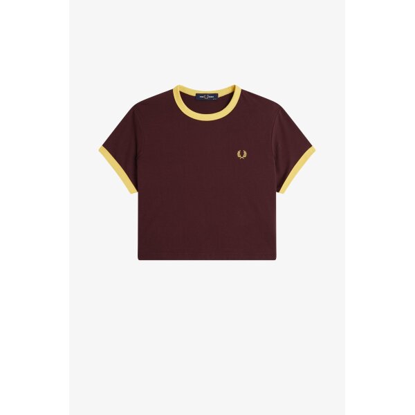 FRED PERRY Verkürztes Ringer-T-Shirt oxblood