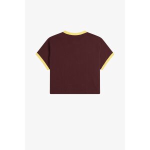 FRED PERRY Verkürztes Ringer-T-Shirt oxblood