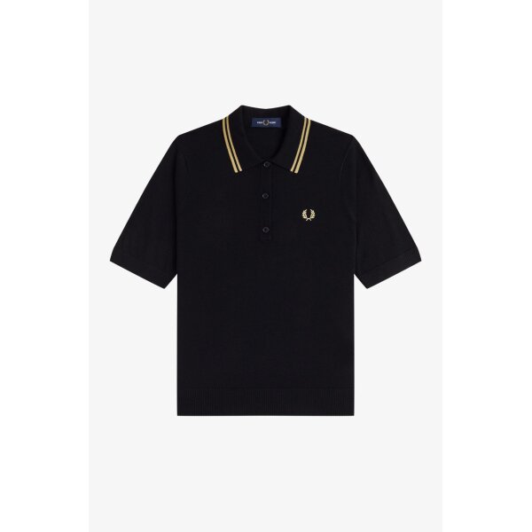 FRED PERRY Strickpolo mit Streifen black/ champagne