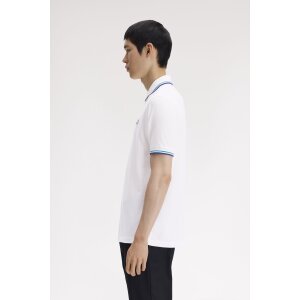 FRED PERRY Twin Tipped Polo Shirt snow white/ deep mint/ soho eclipse