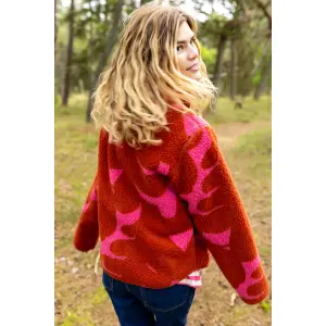 DANEFAE Danelabrador Fleece Zip-Up chili/ soft cherry Trops