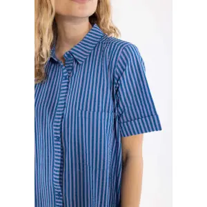 DANEFAE Danapril Seersucker SS Dress warm blue/ light lilac