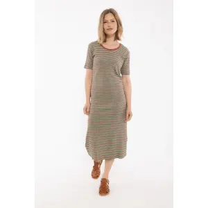 DANEFAE Danicon Ribbing Dress faded mint/ chili
