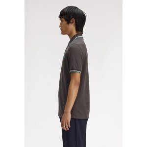 FRED PERRY Twin Tipped Polo Shirt anchor grey / light ice / sport green